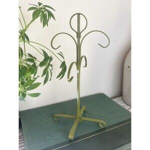 Vintage Avacodo Green Metal 4 Mug Rack Cup Holder Stand Japan MCM Retro 11”